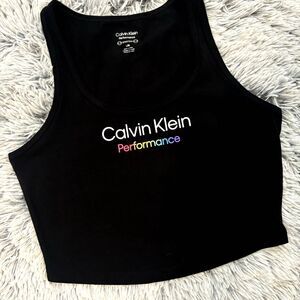 Calvin Klein Performance Rainbow Black Cropped Tank Top Large